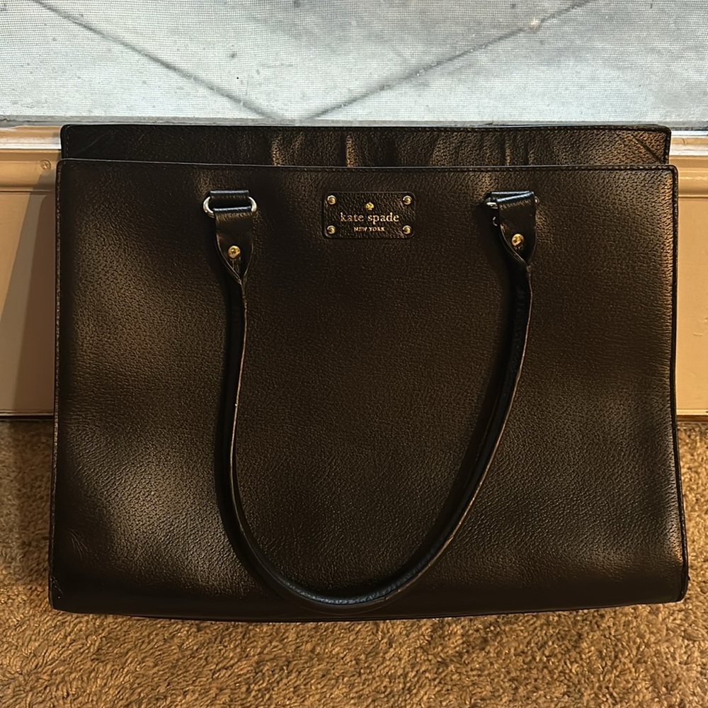 Kate Spade Black Leather Purse with Hot Pink Lining